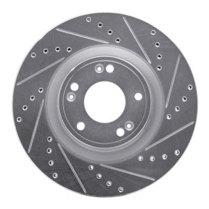 Hyundai Genesis Brake Rotor (1) - Front Right - R1 Concepts - Drilled & Slotted - Silver - `09-`11